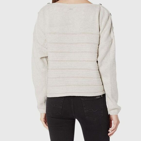 Prana Wool Blend Boatneck Sweater Button Shoulder Oatmeal Phono Sz XL New - Picture 11 of 12